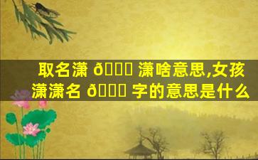 取名潇 🐛 潇啥意思,女孩潇潇名 🐎 字的意思是什么